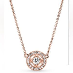 Rose Gold Necklace with Sparkling Centerpiece